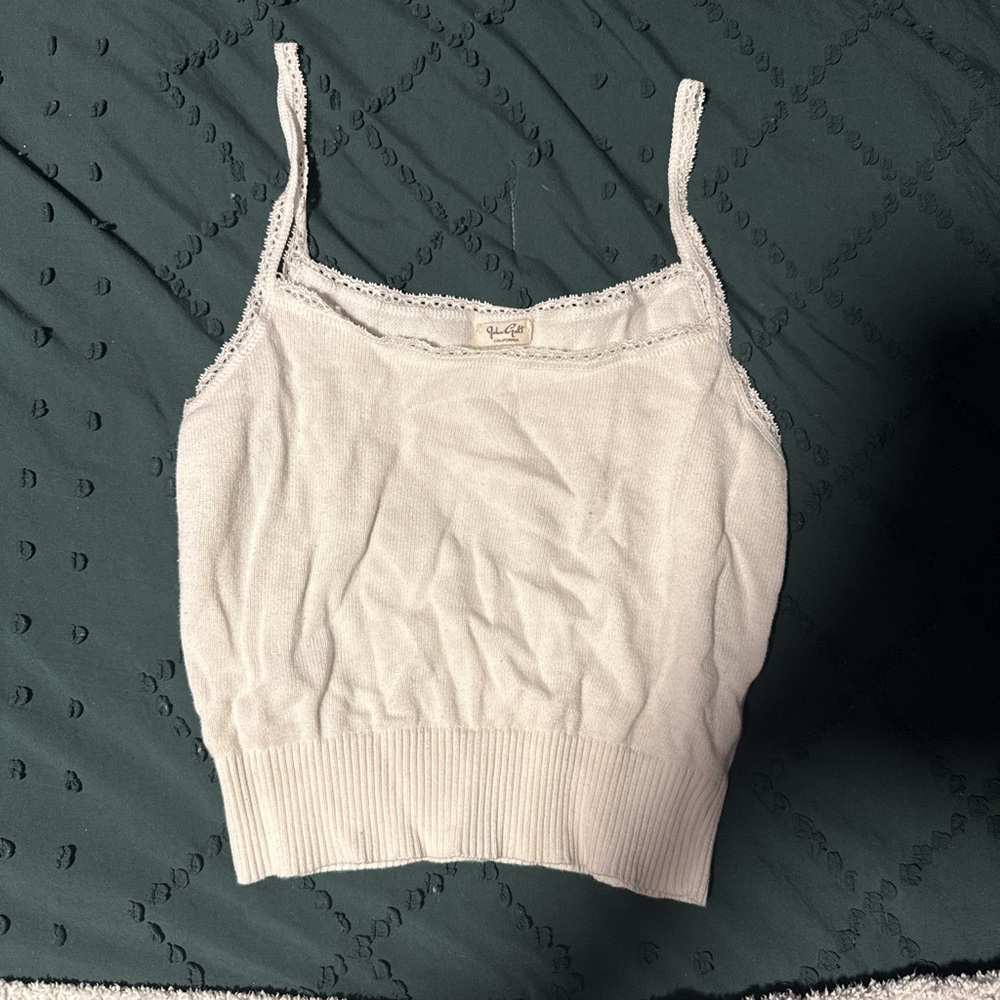Brandy Melville Cream Camisole with Lace Trim